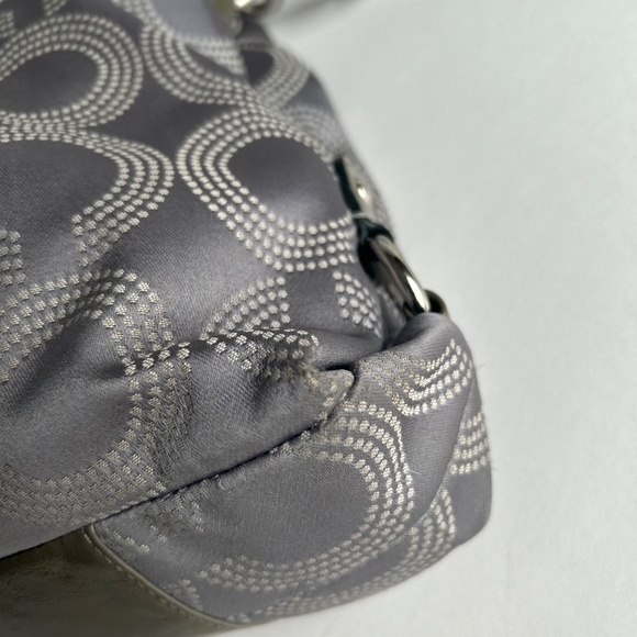 Coach Grey Canvas Patent Leather Handbag Shoulder Bag - Picture 8 of 16